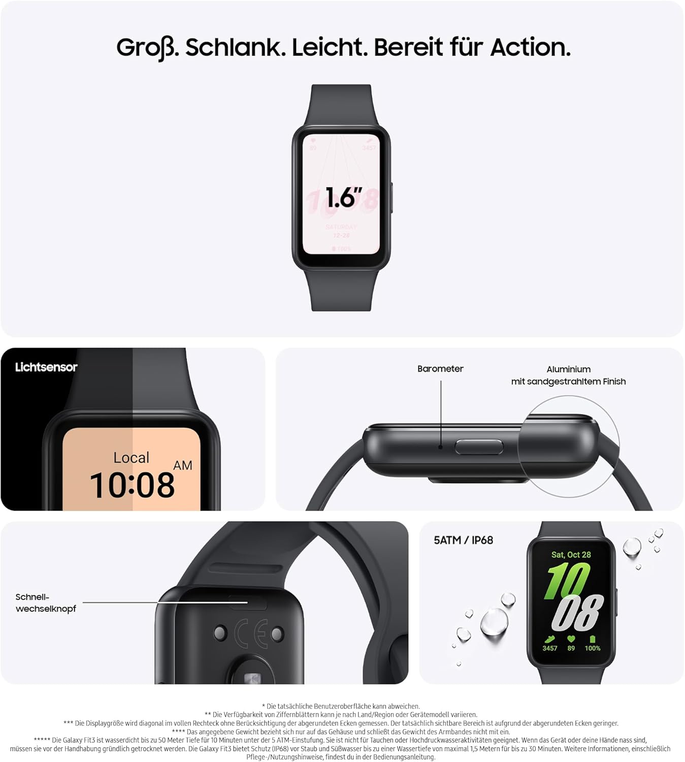 Samsung Galaxy Fit3 Fitness-Tracker Gray mit 36 Monaten Garantie — Ansicht 3