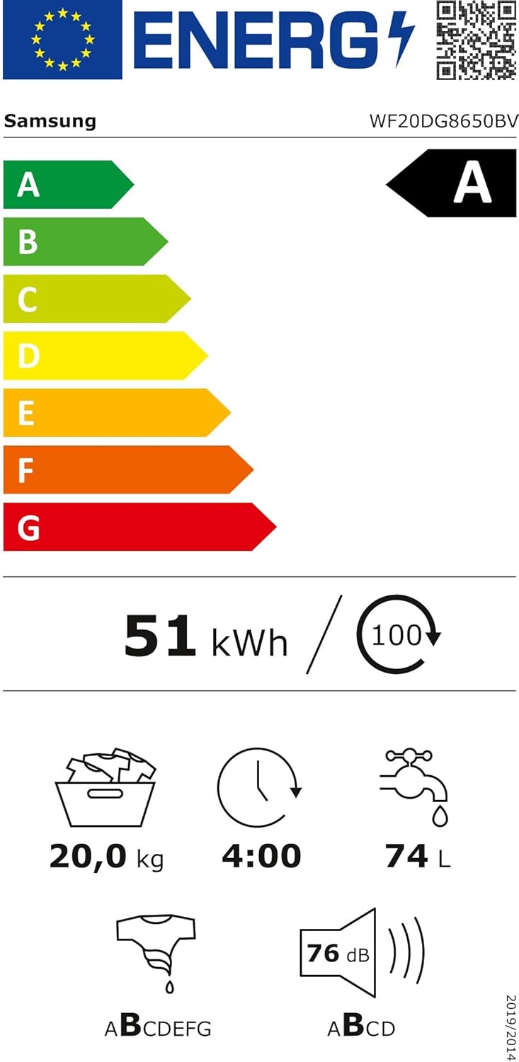 Samsung AI Waschmaschine WF20DG8650BV mit Ecobubble & SmartThings — Ansicht 3